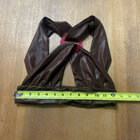 The Attico Cross Strap Faux-Leather Bikini Top Small Brown - Picture 4 of 10